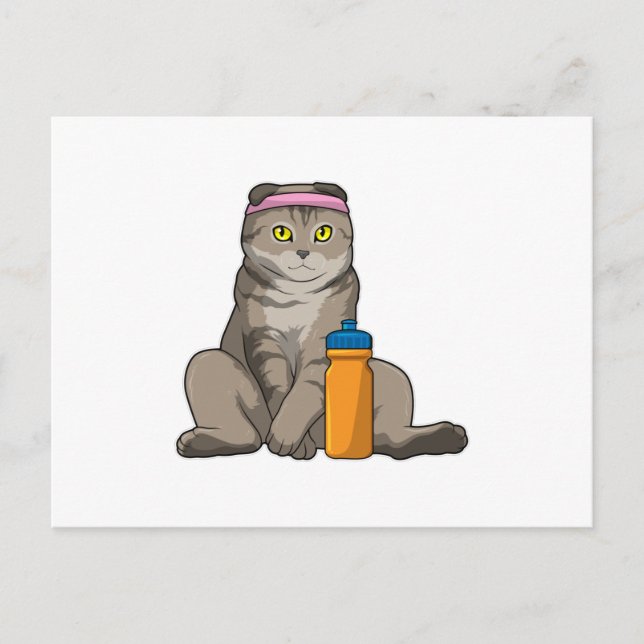 Carte Postale Fitness Chat Boire de la tasse (Devant)