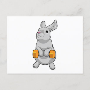 Carte Postale Fitness Rabbit Dumbbell