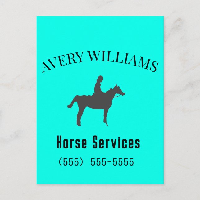 Carte postale fixe pour entreprise équestre (Devant)