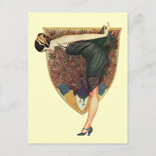 Carte Postale Flacon avec Emblème de paon