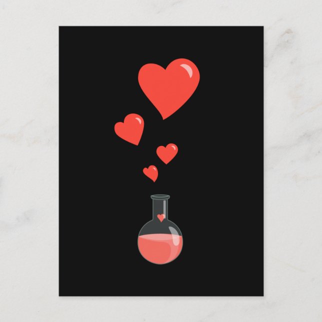 Carte Postale Flacon de Coeurs Science Pheromones (Devant)