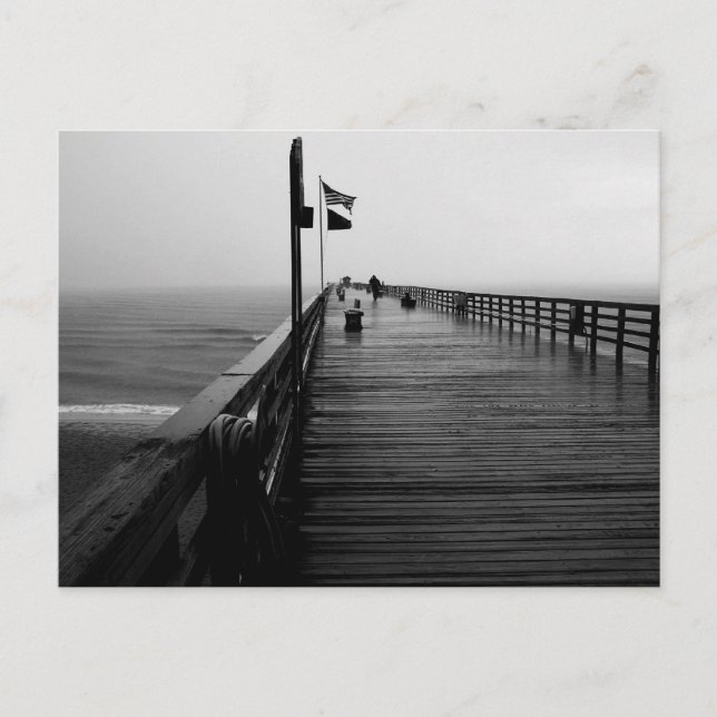 Carte Postale Flagler Beach Pier Photographie noir et blanc (Devant)
