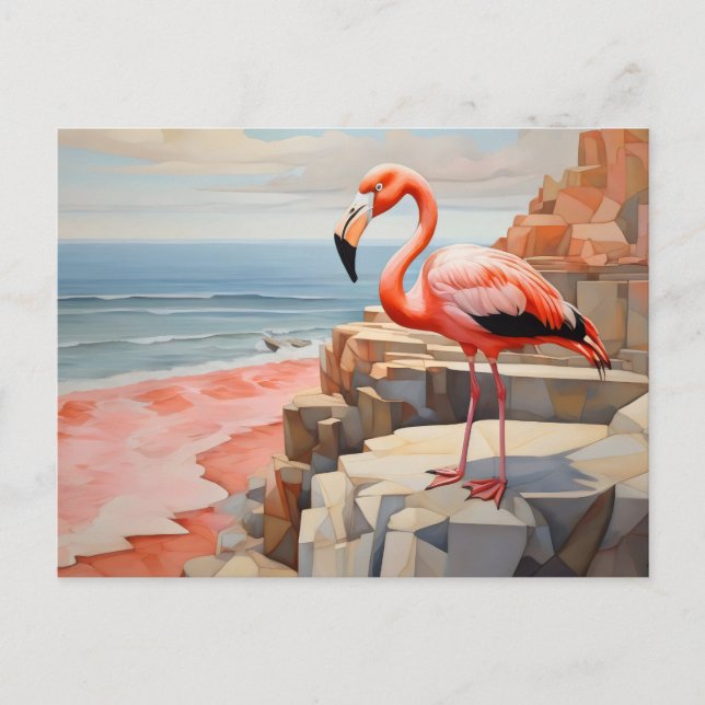 Carte Postale flamant cubiste (Devant)