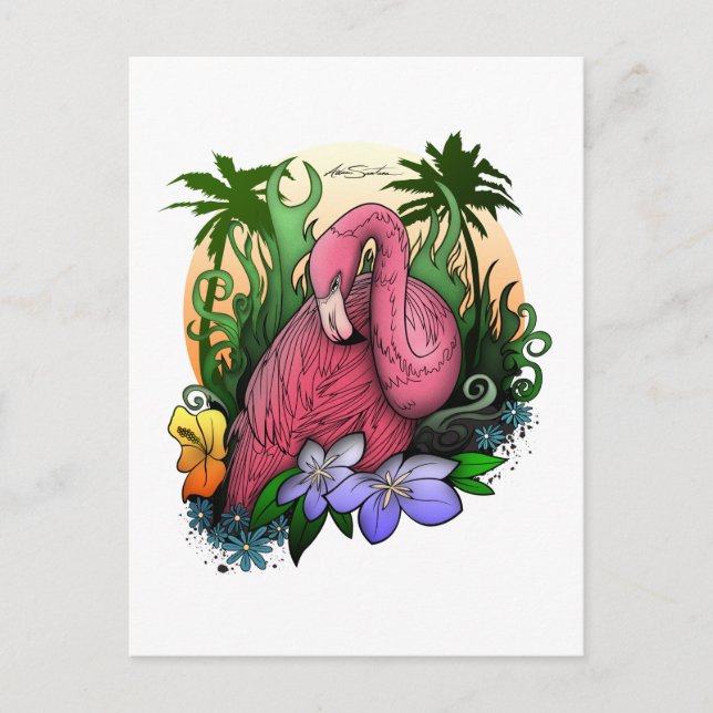 Carte Postale Flamant rose (Devant)