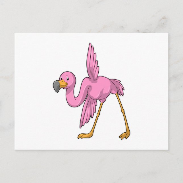 Carte Postale Flamant rose à l'exercice de yoga étirement (Devant)