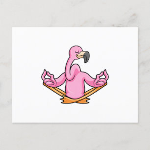 Carte Postale Flamant rose à Yoga en Jambes croisées