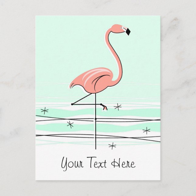 Carte postale Flamant rose Aqua (Devant)
