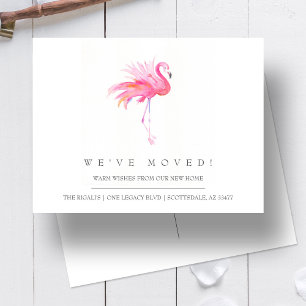 Carte Postale Flamant rose aquarelle Nouvelle maison Faire-part 