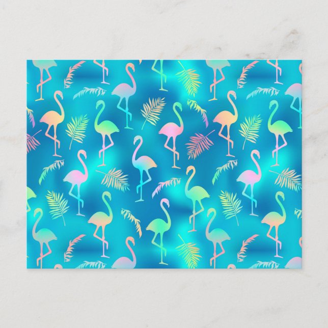Carte Postale Flamant rose arc-en-ciel (Devant)