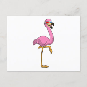 Carte Postale Flamant rose avec lunettes