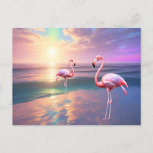 Carte Postale Flamant rose Beach