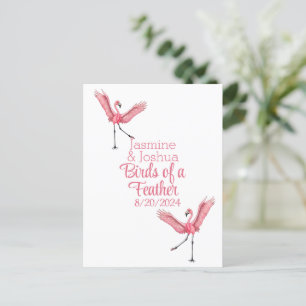 Carte Postale Flamant rose Beach Mariage Oiseaux d'une plume