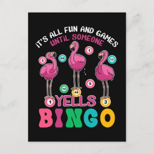 Carte Postale Flamant rose Bingo Funny