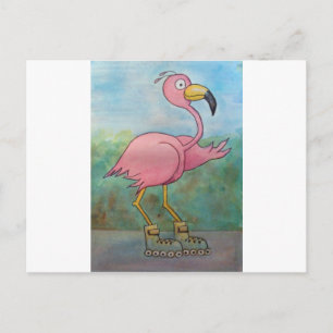 Carte Postale Flamant rose de chargement à rouleaux à rouleaux à