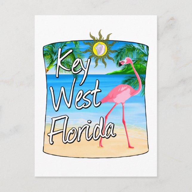 Carte Postale Flamant rose de Key West Floride Keys (Devant)