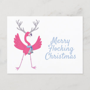 Carte Postale Flamant rose de Noël amusant Salutation
