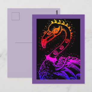 CARTE POSTALE FLAMANT ROSE DE ROCKER GOTH PUNK, HAULEURS, CHEVEU