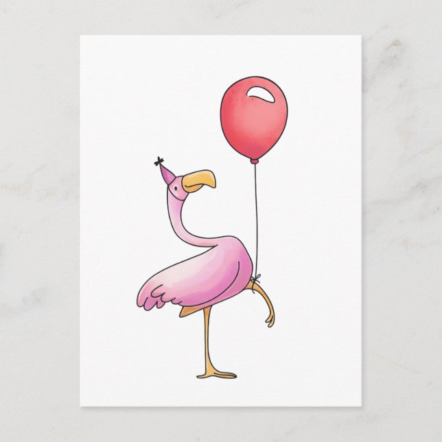 Carte Postale Flamant Rose Drôle Joyeux Anniversaire – Oiseau Ro (Devant)