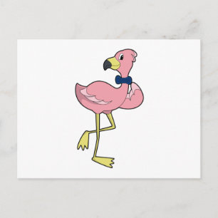 Carte Postale Flamant rose en gentleman avec cravate