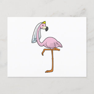 Carte Postale Flamant rose en mariée à un mariage avec une voile