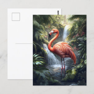 Carte Postale Flamant rose et cascade de la Jungle