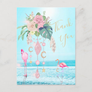 Carte Postale Flamant rose Jewel Beach Merci Floral