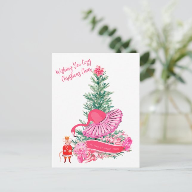 Carte Postale Flamant rose Nutcracker Ballet Custom Christmas (Debout devant)