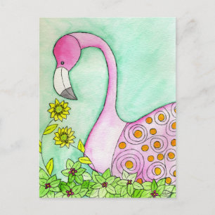 Carte Postale Flamant rose rose