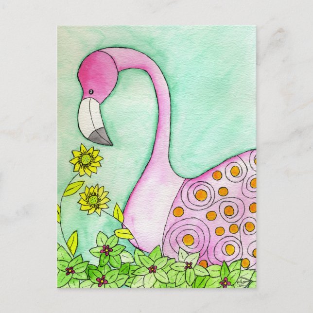 Carte Postale Flamant rose rose (Devant)