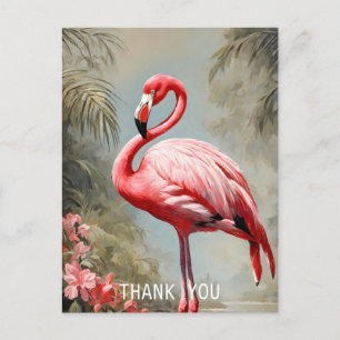 Carte Postale Flamant rose rose côté lac tropical Vintage