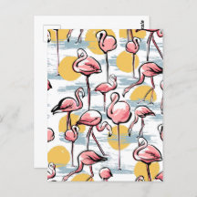 Flamant rose rose et coucher de soleil | Tango tro