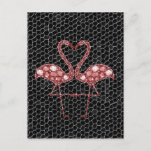 Flamant rose rose et noir moderne Abstrait
