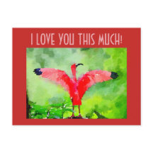 Carte postale - Flamant rose rose - Je t'aime tant