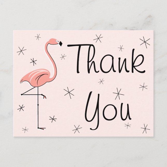 Carte postale Flamant rose rose "Merci" (Devant)