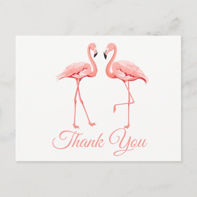 Carte Postale Flamant rose rose Merci Mariage tropical Été (Devant)
