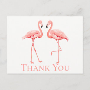 Carte Postale Flamant rose rose Merci Mariage tropical Été