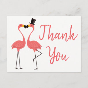 Carte Postale Flamant rose rose Merci Mariage tropical, nuptiale
