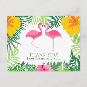 Carte Postale Flamant rose rose Merci tropical Mariage