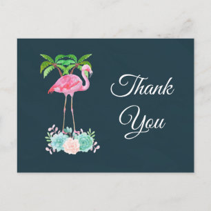 Carte Postale Flamant rose rose Palmiers et Merci Succulent