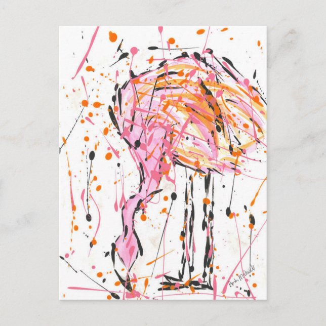 Carte Postale Flamant rose Sally (Devant)