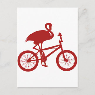 Carte Postale Flamant rose sur Silhouette de vélo