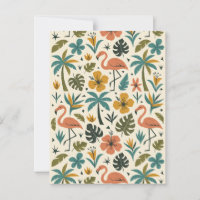 Flamant rose tropical et Motif palmier