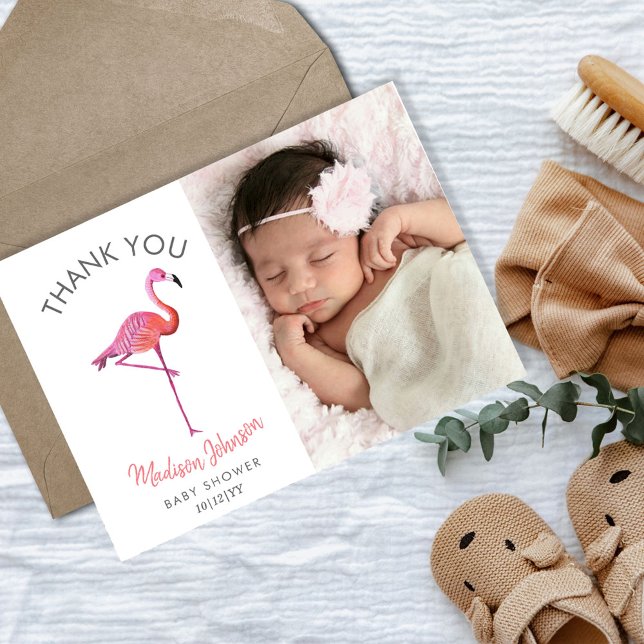 Carte Postale Flamant Rose Tropical Rose | Merci (Créateur téléchargé)