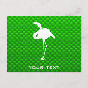 Carte Postale Flamant rose vert