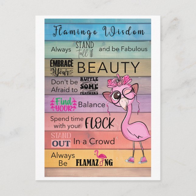 Carte postale Flamant rose WISDOM (Devant)