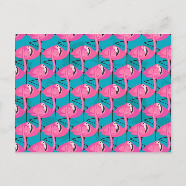 Carte Postale Flamants roses au néon (Devant)