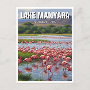 Carte Postale Flamants roses du Parc National du Lac Manyara en 