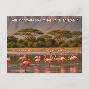 Carte Postale Flamants roses en Tanzanie Parc national du lac Ma