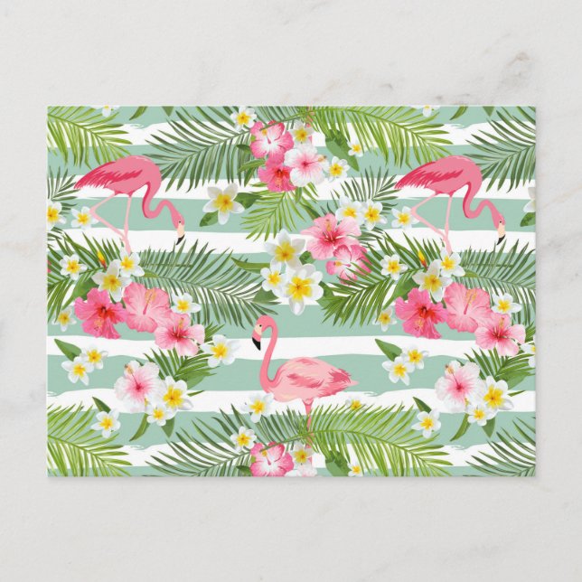 Carte Postale Flamants roses Et Rayures 2 (Devant)