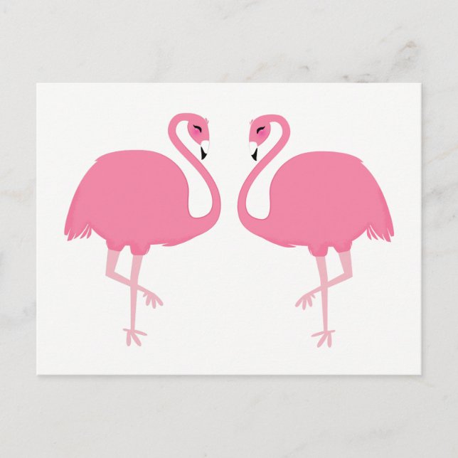 Carte postale Flamants roses mignons (Devant)